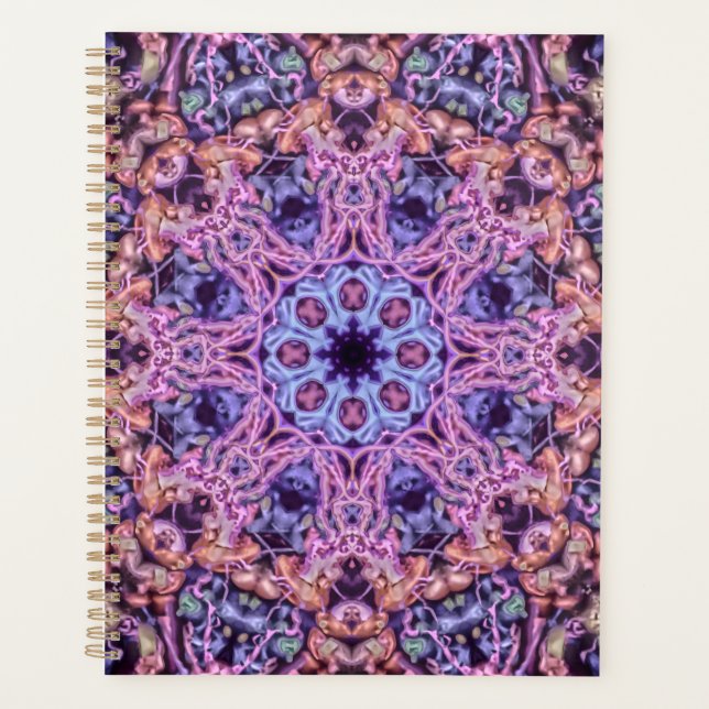 Alien Purple Psychedelic Kaleidoscopic Mandala Planner (Front)