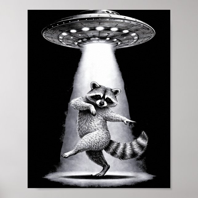 Alien Raccoon Performs Meme Silly Dabbing Dance Mu Poster (Front)