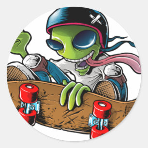 alien radio "stands the logo" classic round sticker