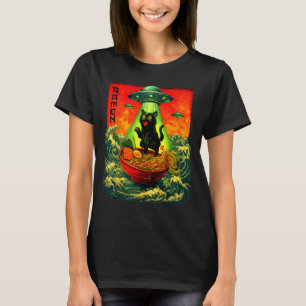 Alien Ramen Cat Ufo Japanese Retro Art Gifts Men W T-Shirt