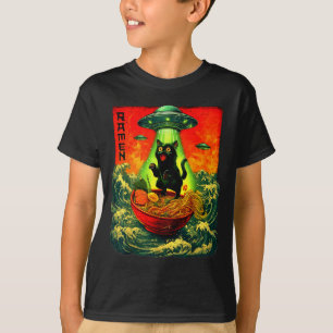 Alien Ramen Cat Ufo Japanese Retro Art Gifts Men W T-Shirt