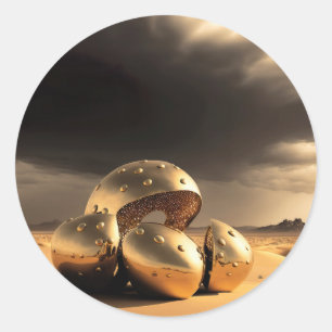 Alien Relics in the Desert Classic Round Sticker