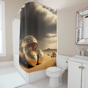 Alien Relics in the Desert Shower Curtain