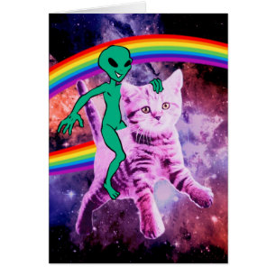 Alien rides a cat