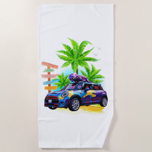 Alien Riding a Mini! Beach Towel