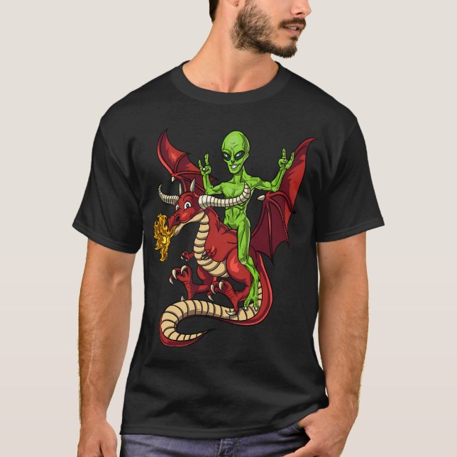 Alien Riding Dragon T-Shirt (Front)