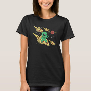 Alien Riding Pizza UFO Galaxy Fast Food  1 T-Shirt