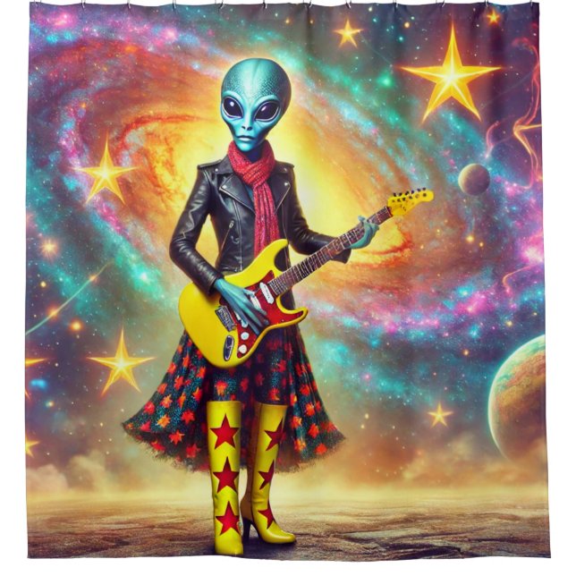 Alien Rockstar Shower Curtain (Front)