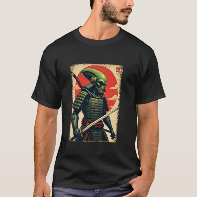 Alien Samurai Tee Japanese Sci-Fi Design Apparel U (Front)