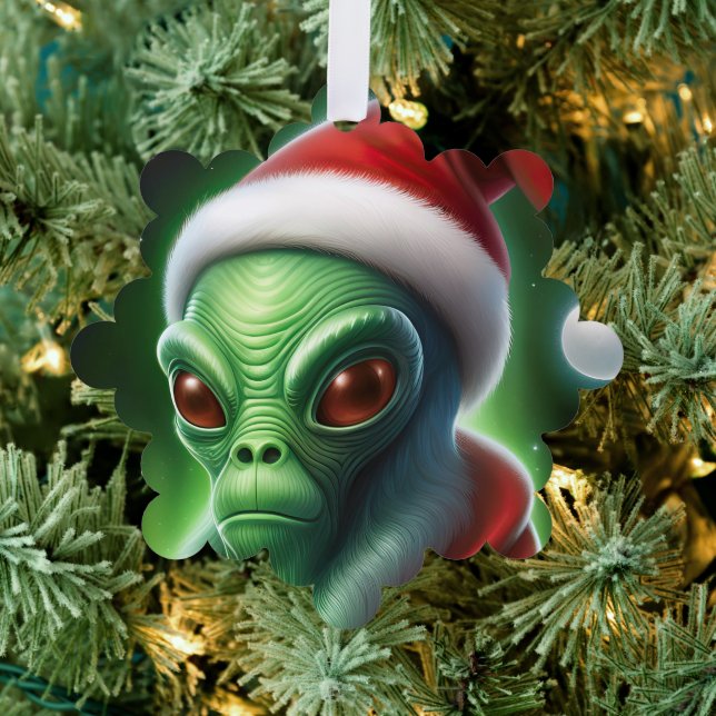 Alien Santa Claus Tree Decoration Card (Insitu (Tree))