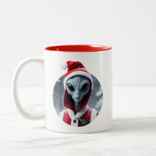 Alien Santa Claus Two-Tone Coffee Mug