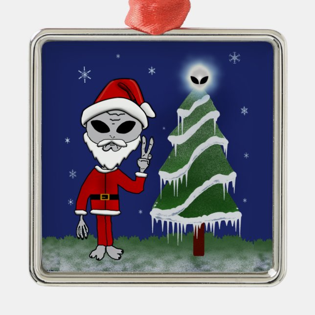 Alien Santa Metal Tree Decoration (Front)