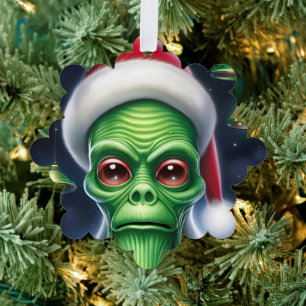 Alien Santa Tree Decoration Card