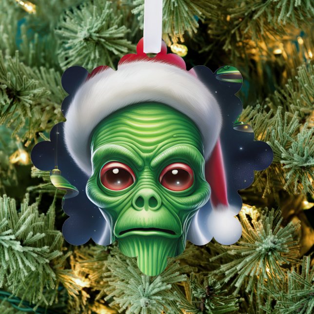Alien Santa Tree Decoration Card (Insitu (Tree))