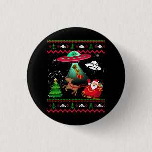 Alien Santa UFO Abduction Ugly Christmas Sweater S 3 Cm Round Badge