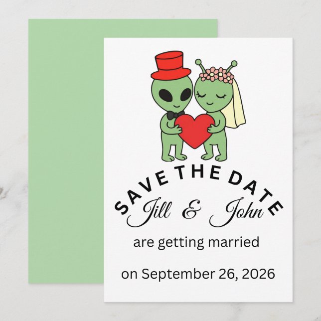Alien Save The Date Wedding Invitation  (Front/Back)