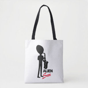 Alien Sax, Extraterrestrial Musician Tote Bag