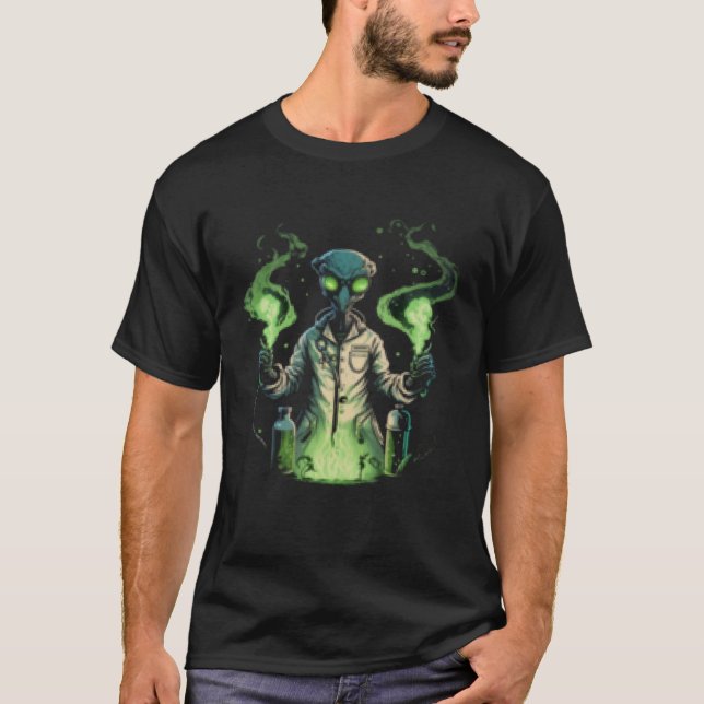 Alien Scientist UFO Space Extraterrestrial T-Shirt (Front)