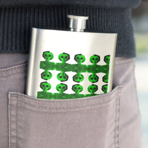 Alien Self Portrait Hip Flask