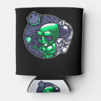 Alien Selfie Snap For Astronomer Teacher Space Fan Can Cooler