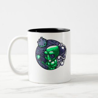 Alien Selfie Snap For Astronomer Teacher Space Fan Two-Tone Coffee Mug
