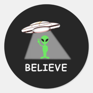 Alien Shirt - I Believe New Cool Ufo Classic Round Sticker