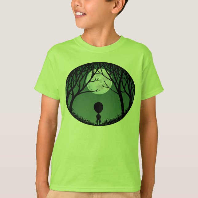 Alien Shirt Kid's Extraterrestrial w. Moon T-Shirt (Front)