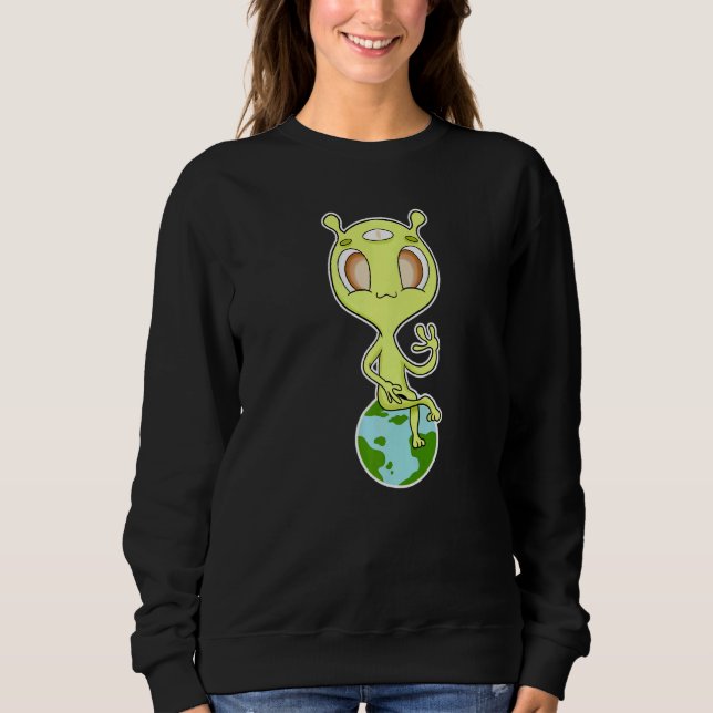 Alien Sitting On Earth   Sweatshirt (Front)
