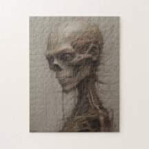 Alien Skeleton Halloween Creepy Sketch UFO