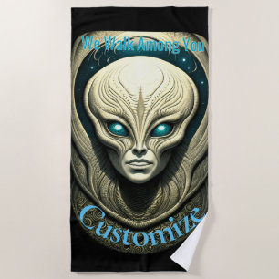 Alien skull Head Thunder_Cove Beach Towel