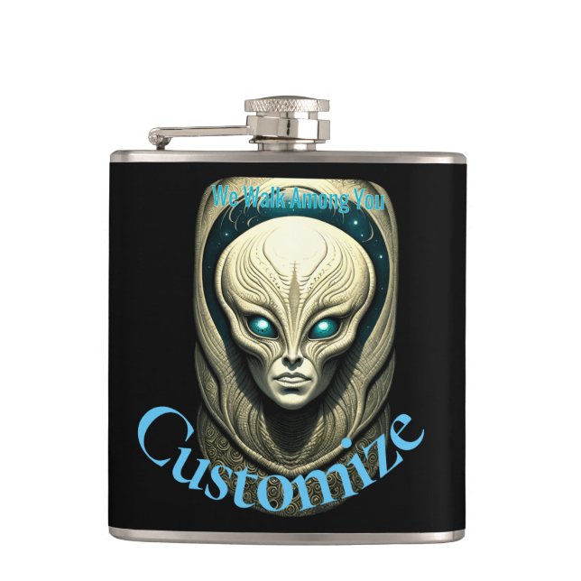 Alien skull Head Thunder_Cove  Hip Flask (Front)