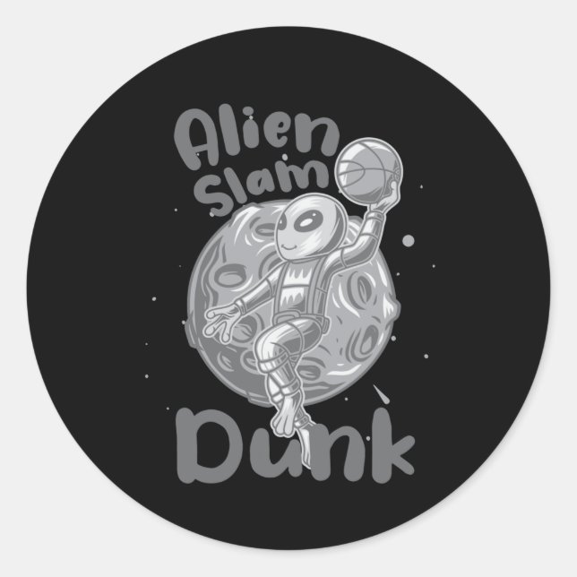 Alien Slam Dunk Active  Classic Round Sticker (Front)
