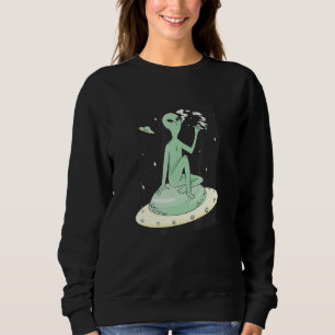Alien Smoking in Outer Space Sweatshirt
