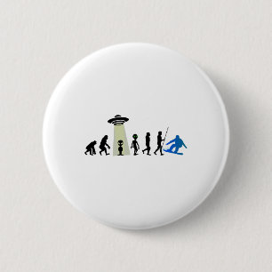 Alien Snowboard Evolution Pun Joke Winter Boarding 6 Cm Round Badge