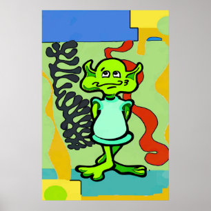 Alien Space Man Abstract Poster