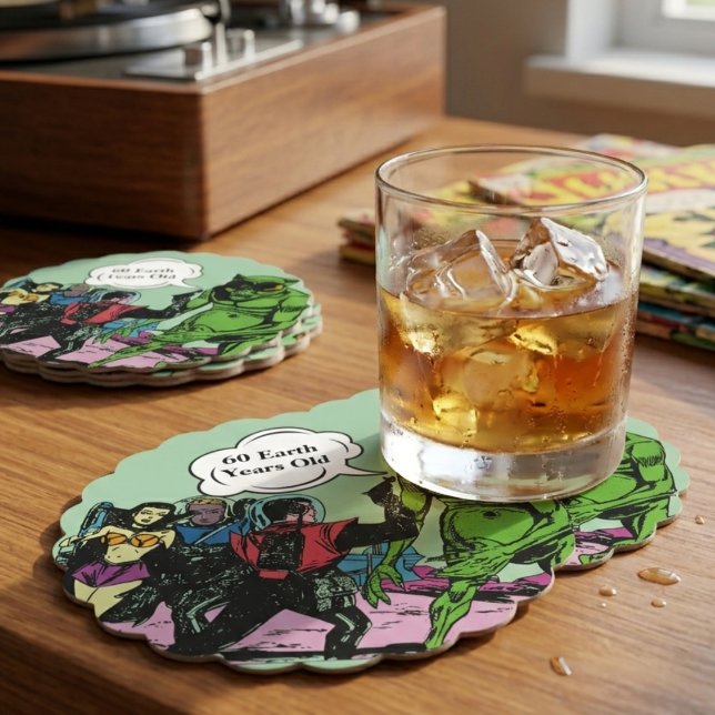 Alien Space man Futuristic Sci=Fi comic Paper Coaster (Creator Uploaded)