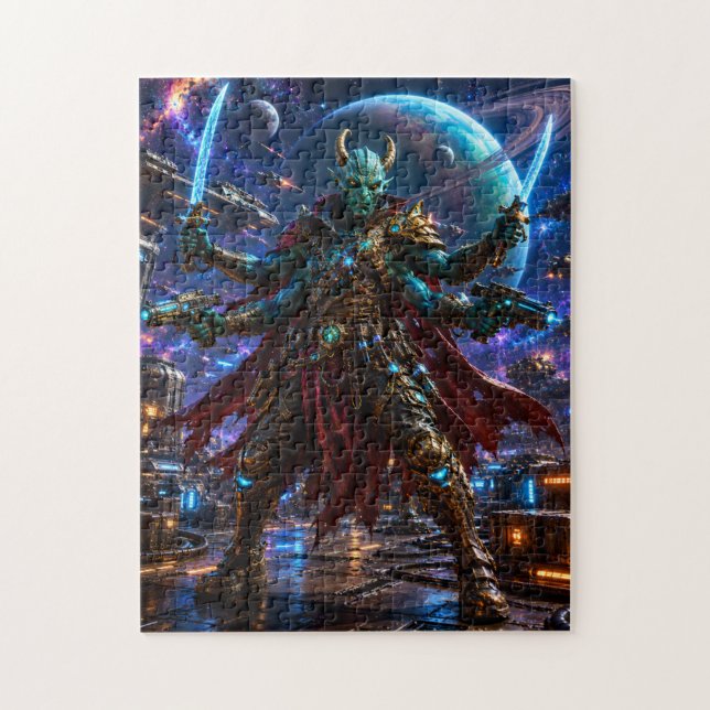 Alien Space Pirate Captain — Four-Armed Warrior Jigsaw Puzzle (Vertical)