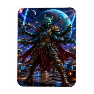 Alien Space Pirate Captain — Four-Armed Warrior Magnet