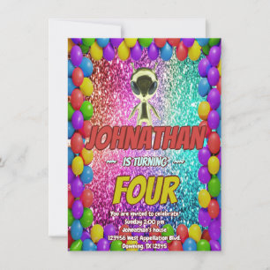 Alien Space UFO Rocket Ship Cosmic birthday invite