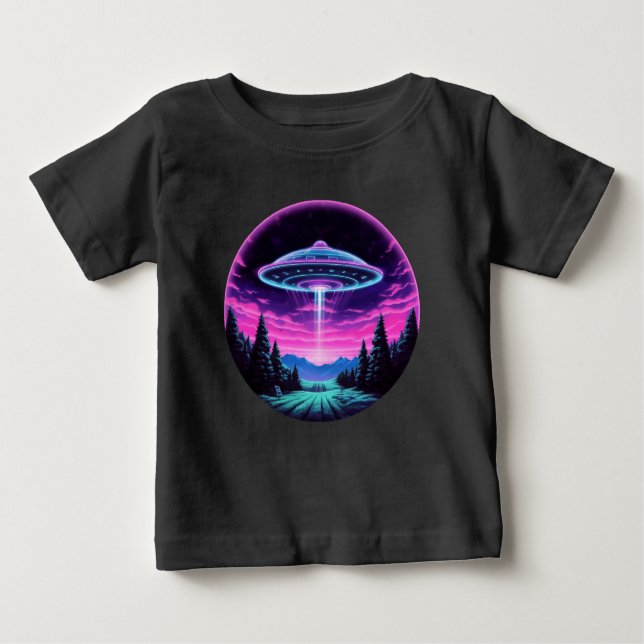Alien Spaceship Retro Futuristic Baby T-Shirt (Front)