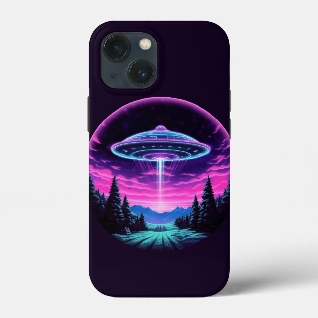 Alien Spaceship Retro Futuristic Case-Mate iPhone Case (Back)