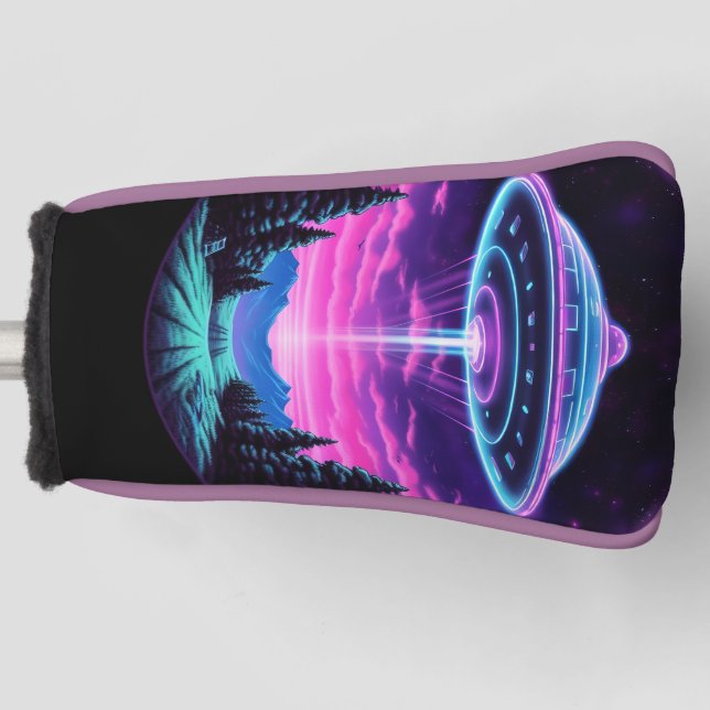 Alien Spaceship Retro Futuristic Golf Head Cover (Front)