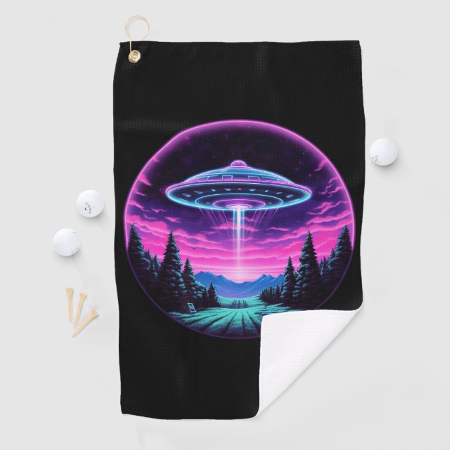 Alien Spaceship Retro Futuristic Golf Towel (InSitu)