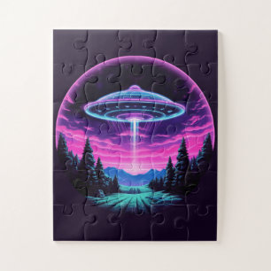 Alien Spaceship Retro Futuristic Jigsaw Puzzle