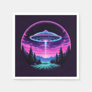 Alien Spaceship Retro Futuristic Napkin