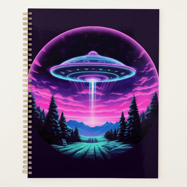 Alien Spaceship Retro Futuristic Planner (Front)