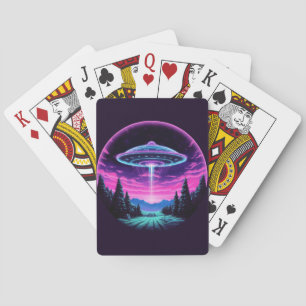 Alien Spaceship Retro Futuristic Playing Cards