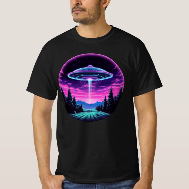 Alien Spaceship Retro Futuristic T-Shirt (Front)