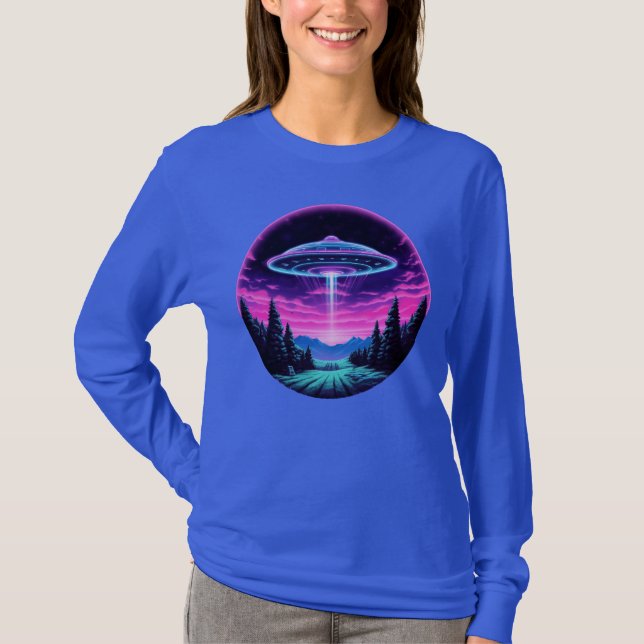 Alien Spaceship Retro Futuristic T-Shirt (Front)