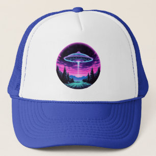 Alien Spaceship Retro Futuristic Trucker Hat